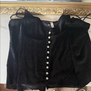 Free People Black Button-Up Tank Top